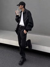 Men Jeans Hiphop Rivet Stitching Jeans Men Straight-Leg Pants